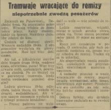 Tramwaje zwodzą pasażerów, 1936
