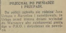 Jan Urban przepadł, 1936