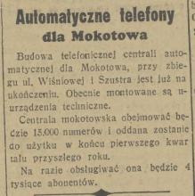 Automatyczne telefony, 1936