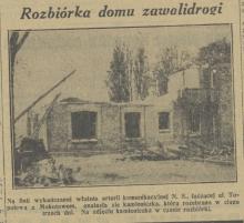 Rozbiórka zawalidrogi, 1936
