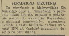 Skradziona biżuteria, 1936