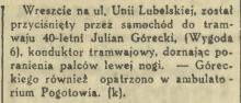 Wypadek konduktora, 1937