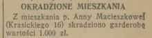 Okradzione mieszkanie, 1937