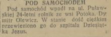 Pod samochodem, 1937