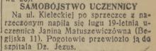 Samobójstwo uczennicy, 1937