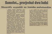Samolot przejechał dwu ludzi, 1937