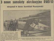 Samoloty w darze, 1937