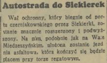 Autostrada do Siekierek, projetk. 1929.