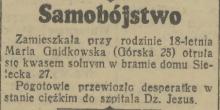 Samobójstwo w bramie, 1937