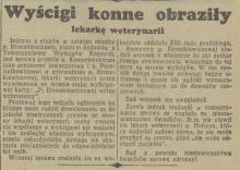 Wyścigi obraziły lekarkę, 1937