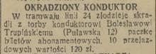 Okradziony konduktor, 1937