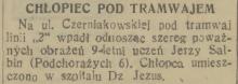 Chłopiec pod tramwajem, 1937