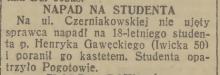 Napad na studenta, 1937