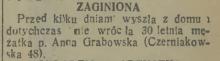 Zaginiona, 1937