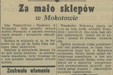Za mało sklepów, 1938