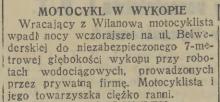 Motocykl w wykopie, 1938