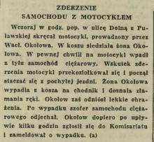 Wypadek na Dolnej. 1938