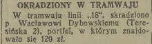 Okradziony w tramwaju, 1938