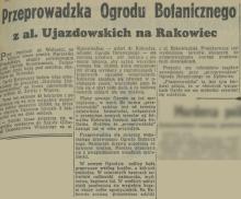 Przeprowadzka Botanicznego, 1938