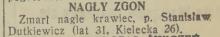Nagły zgon, 1939