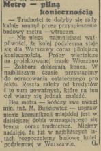 Metro koniecznością, 1939