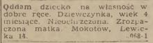 Oddam dziecko, 1945