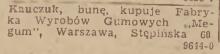 Kauczuk, bunę kupię, 1945