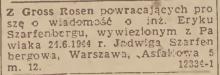 Proszę o wiadomość, 1945