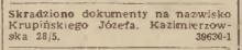 Skradziono dokumenty, 1947