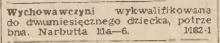 Wychowawczyni do dwumiesięcznego