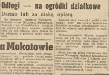 Odłogi na ogródki, 1950