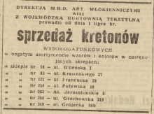 Sprzedaż kretonów, 1955