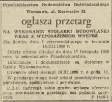 Przedsiębiorstwo Budownictwa Doświadczalnego, 1958