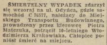 Wypadek na Odyńca, 1958