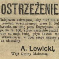 Wójt Mokotowa ostrzega, 1895