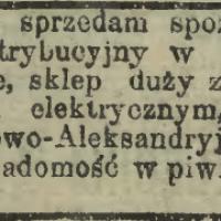 Sklep sprzedam. Wiadomość w piwiarni. Sklep sprzedam. Wiadomość w piwiarni, 1914.