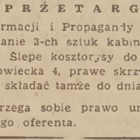 Przetarg na kabiny Przetarg na kabiny, 1945