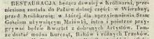 Restauracja przeniesioną, 1842