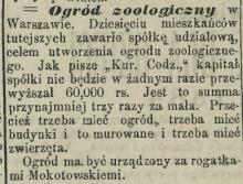 Ogród zoologiczny, 1884
