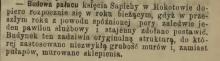 Budowa pałacu Sapiechów w Mokotowie. 1893.