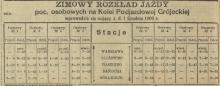 Rozkład zimowy, 1900