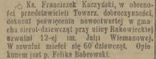 Poświęcenie szwalni, 1902