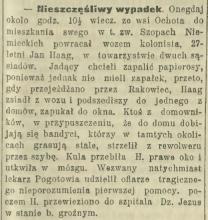 Nieszczęśliwy wypadek, 1909