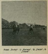 Wyścigi - finish. Zdjęcie. 1910.