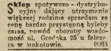 Sklep sprzedam byleby zaraz, 1913