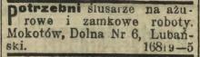 Zamkowe roboty, 1914