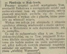 Plantacje w Mokotowie, 1916