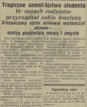 Samobójstwo studenta, 1925