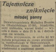 Zniknięcie młodej panny, 1925