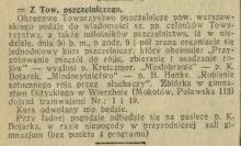 Kurs pszczelniczy, 1926